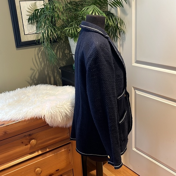 Talbots Navy Blue Blazer with White Stitching - Picture 2 of 5